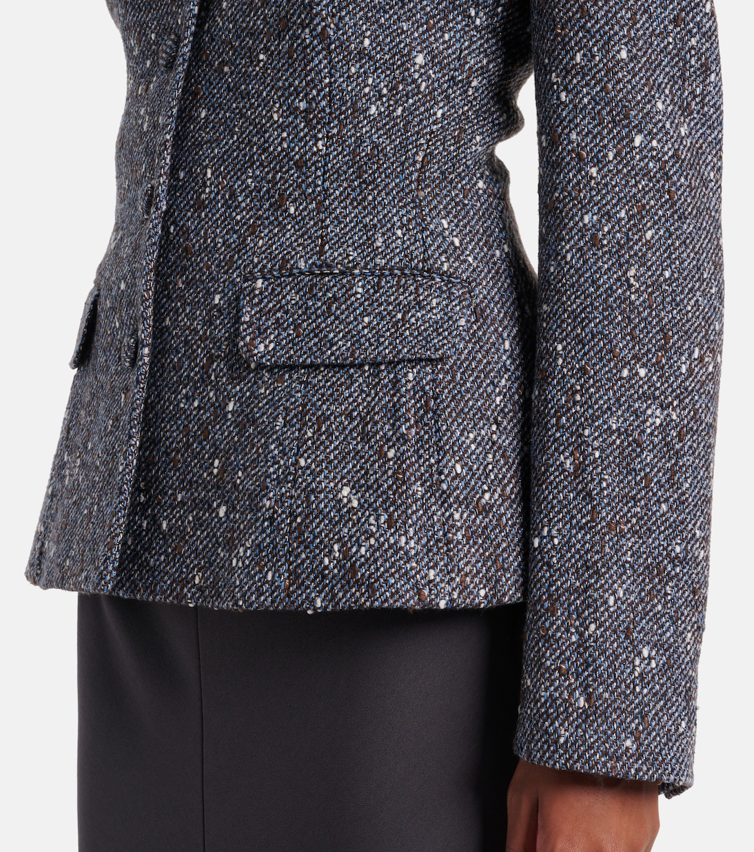 Bouclé and crêpe midi dress | Self-Portrait