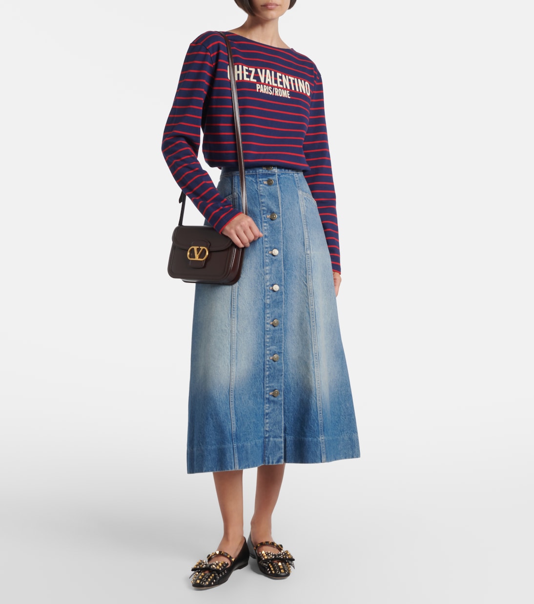 Falda midi en denim | Valentino