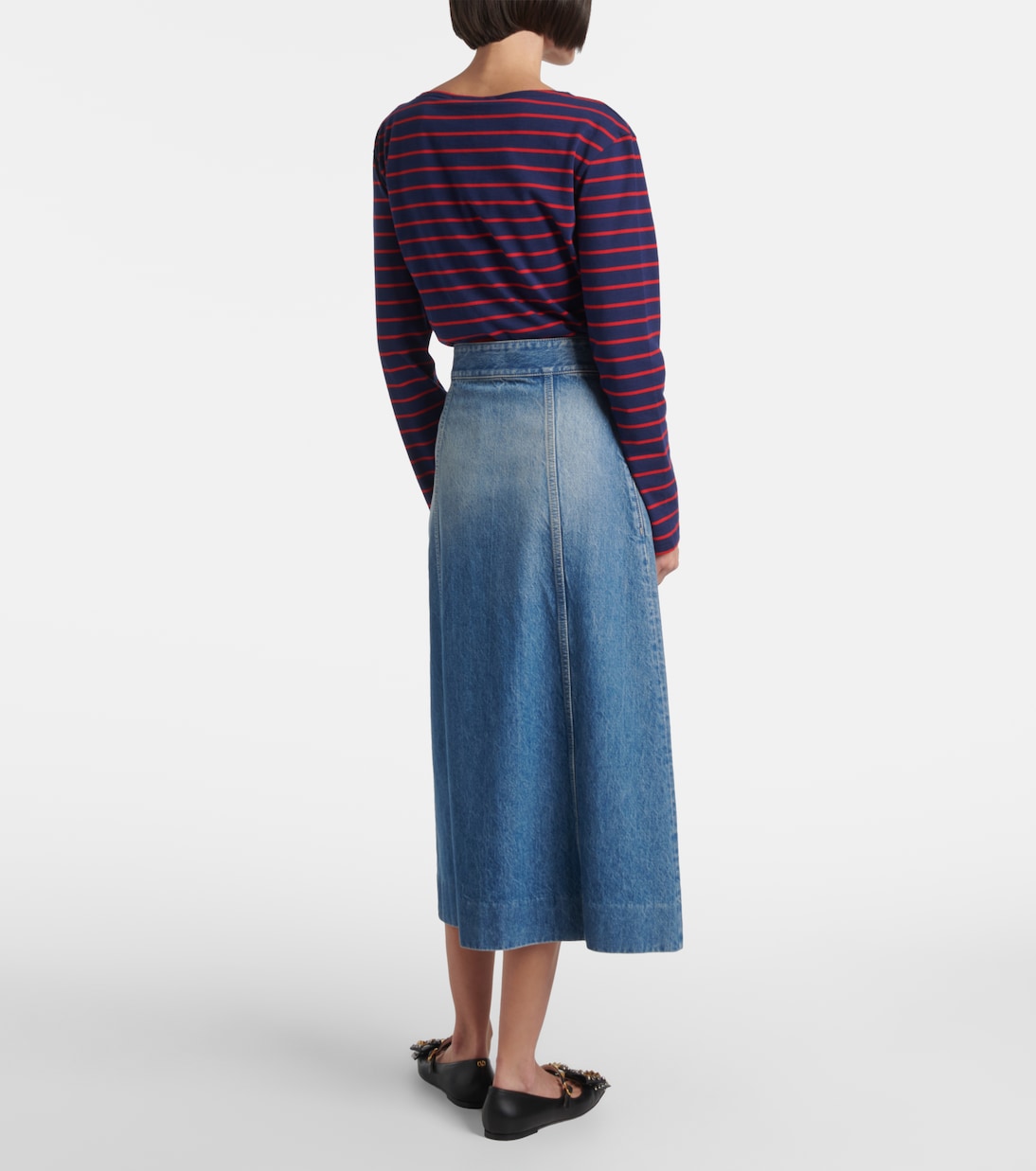 Falda midi en denim | Valentino