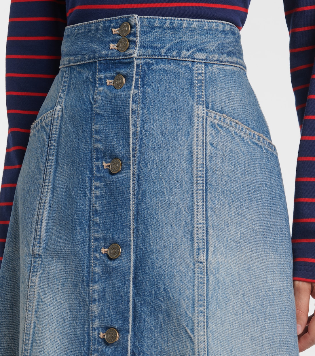 Falda midi en denim | Valentino