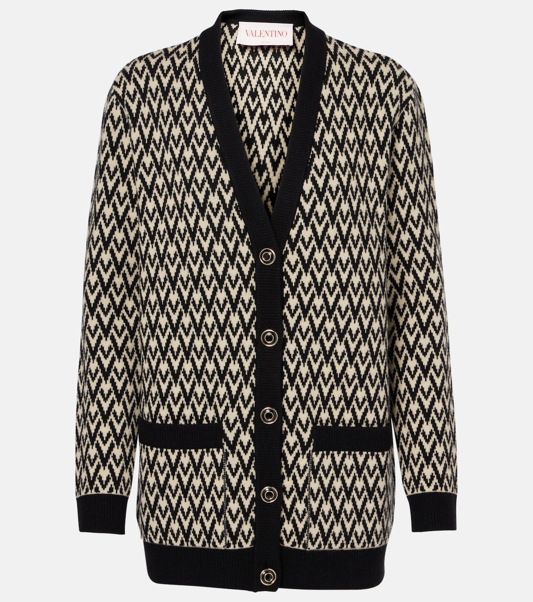 Toute La V virgin wool jacquard cardigan | Valentino
