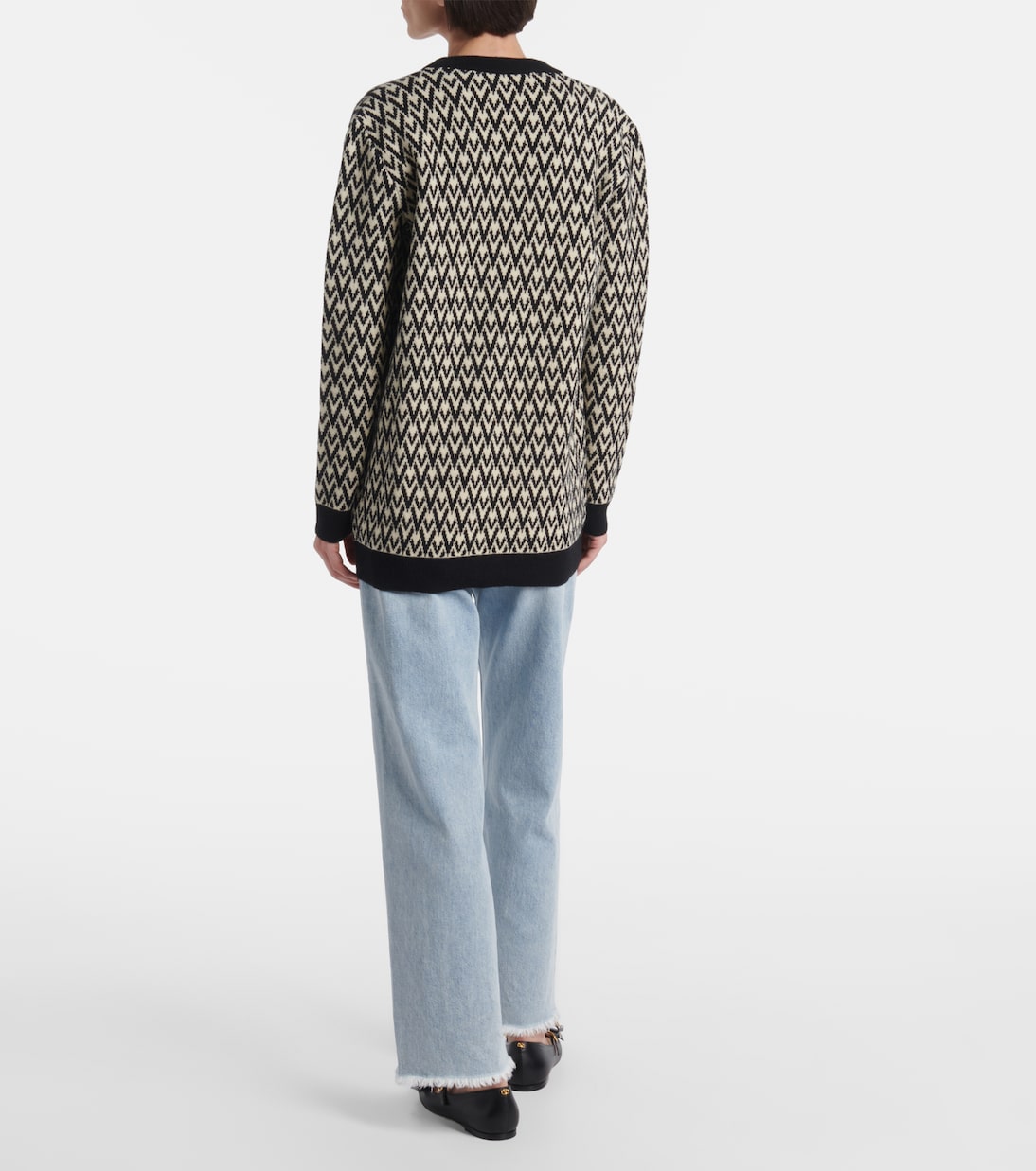 Toute La V virgin wool jacquard cardigan | Valentino