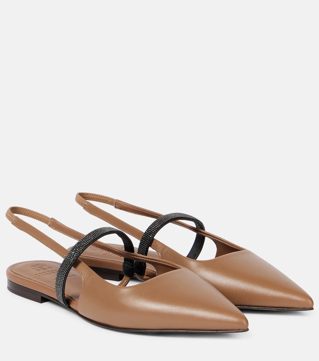 Pointy leather slingback flats | Brunello Cucinelli