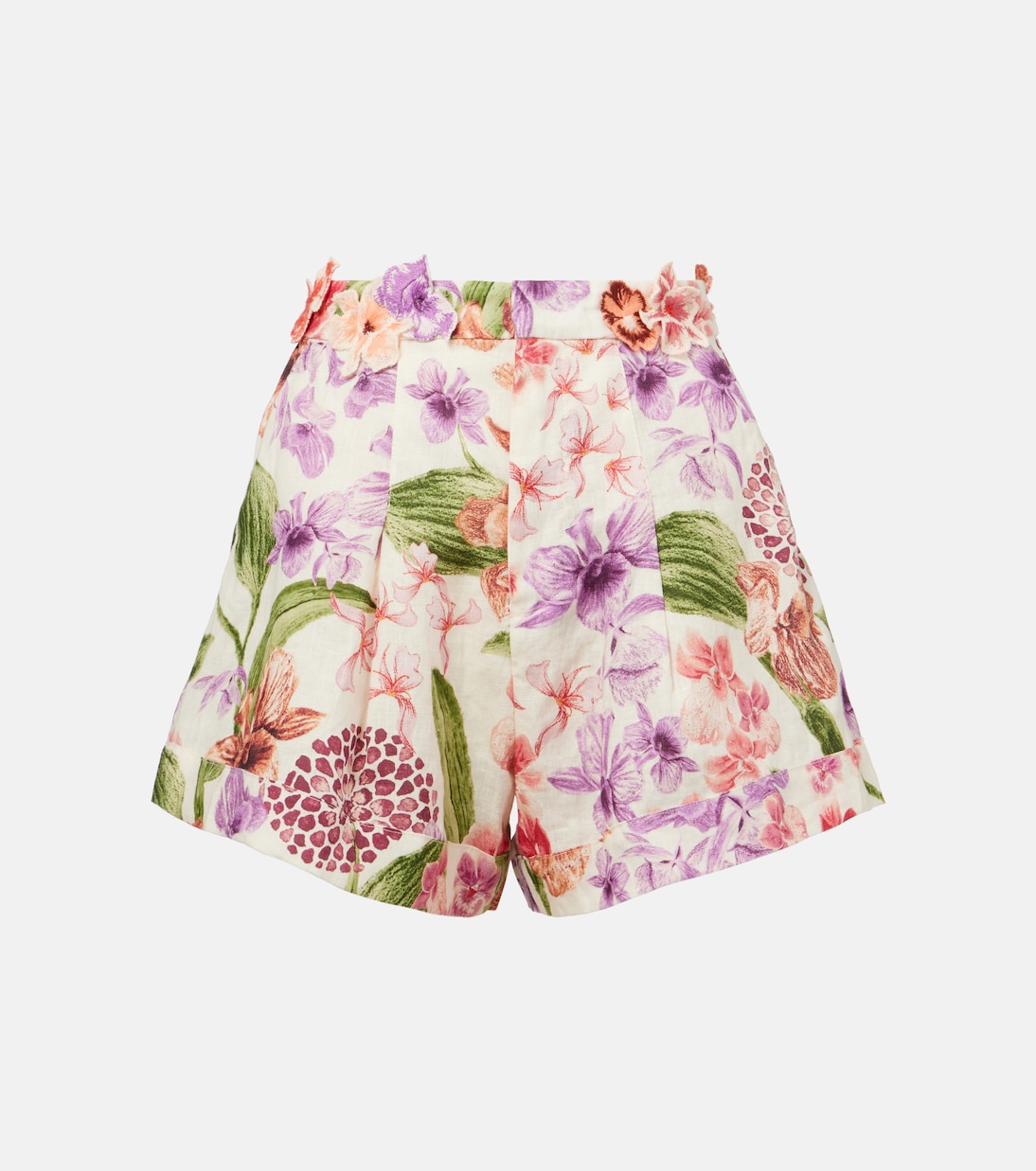 Floral high-rise linen shorts | Agua by Agua Bendita