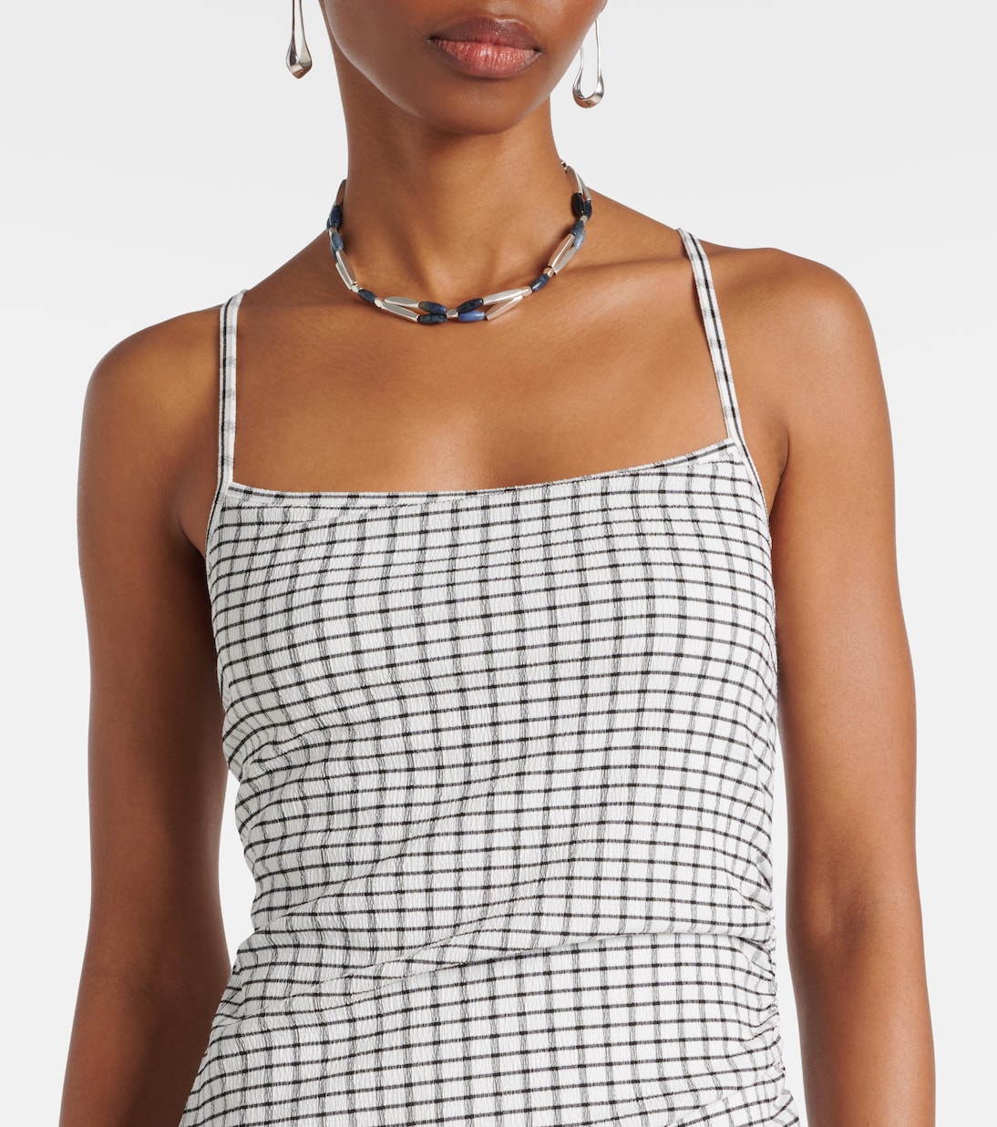 Abito midi a quadri con ruches | Vince