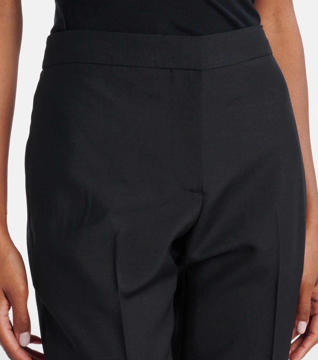 Wool and mohair cropped straight pants  | McQueen