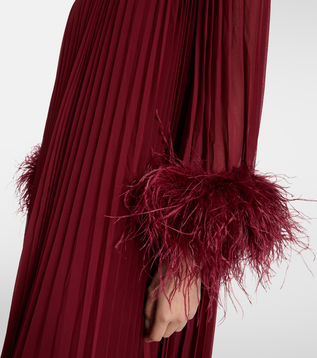 Embellished feather-trimmed chiffon maxi dress | Self-Portrait