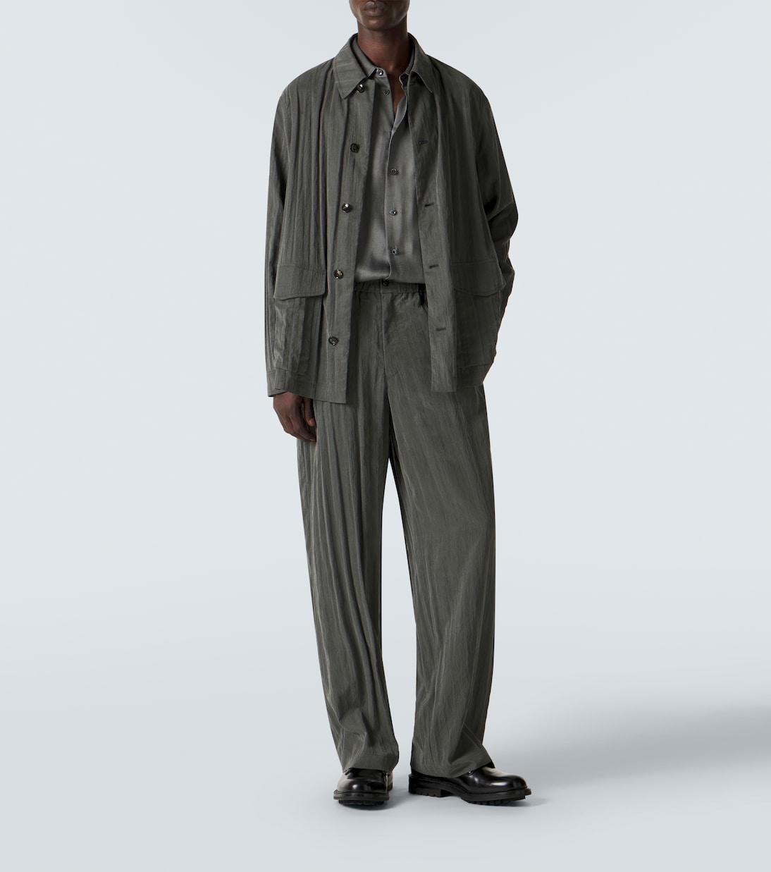 Pleated canvas wide-leg pants | Giorgio Armani