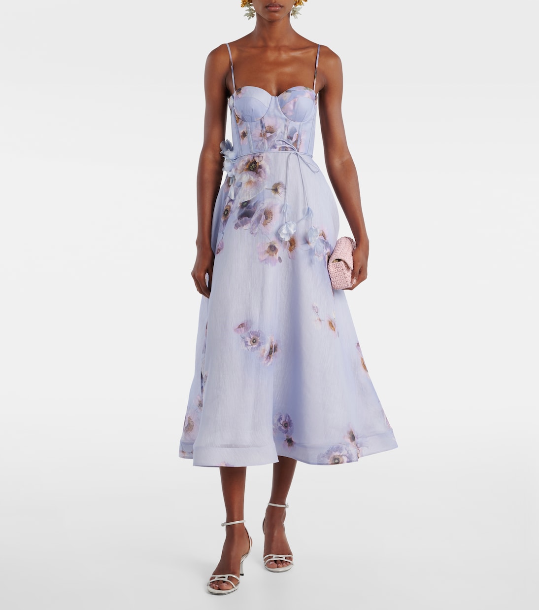 Hypnotic floral linen and silk bustier dress | Zimmermann