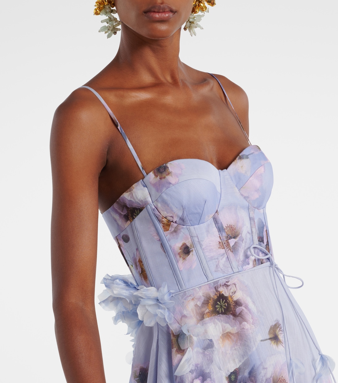 Hypnotic floral linen and silk bustier dress | Zimmermann