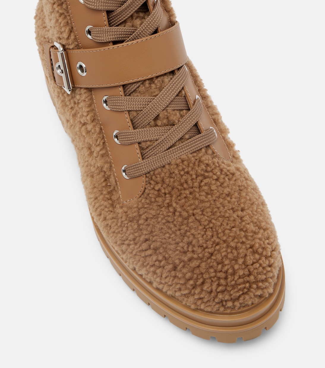 Leather-trimmed shearling lace-up boots | Gianvito Rossi