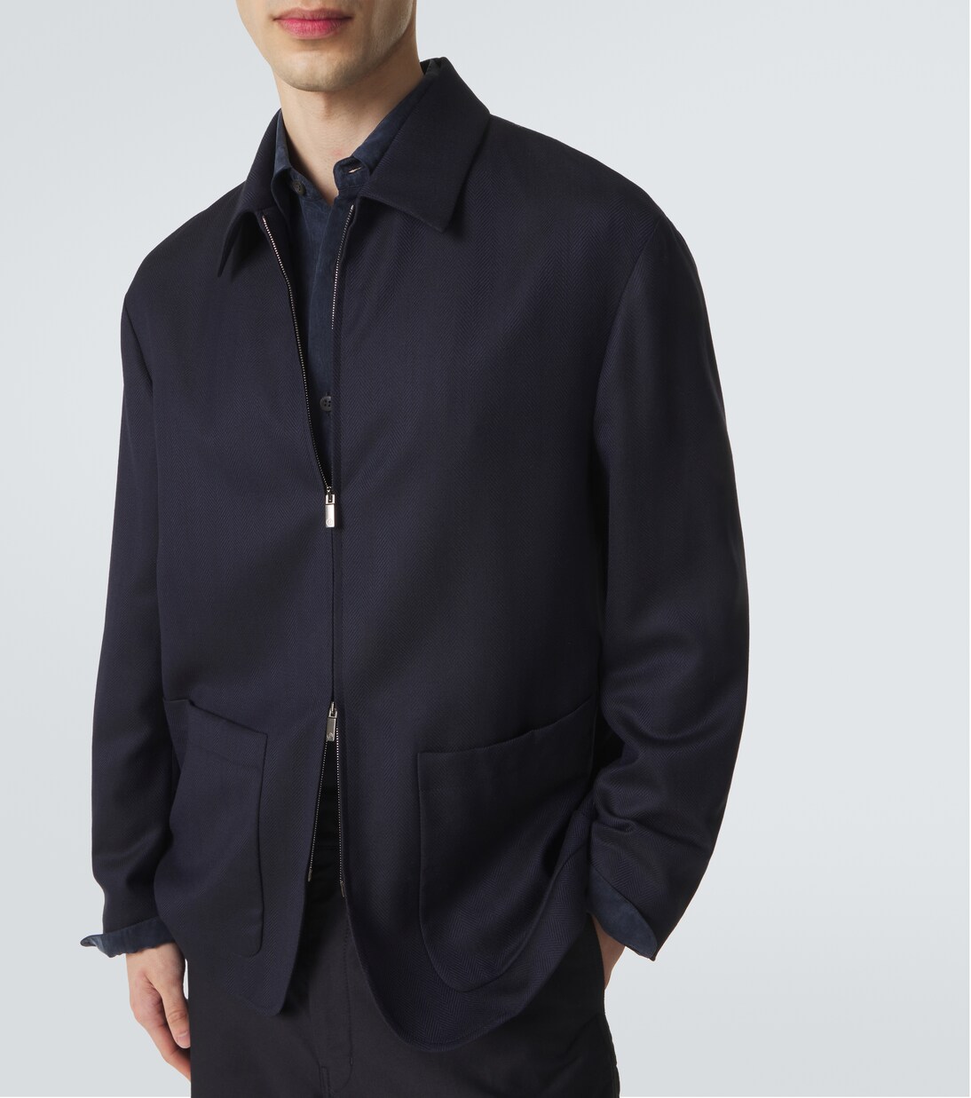 Chevron wool and cashmere-blend jacket | Giorgio Armani