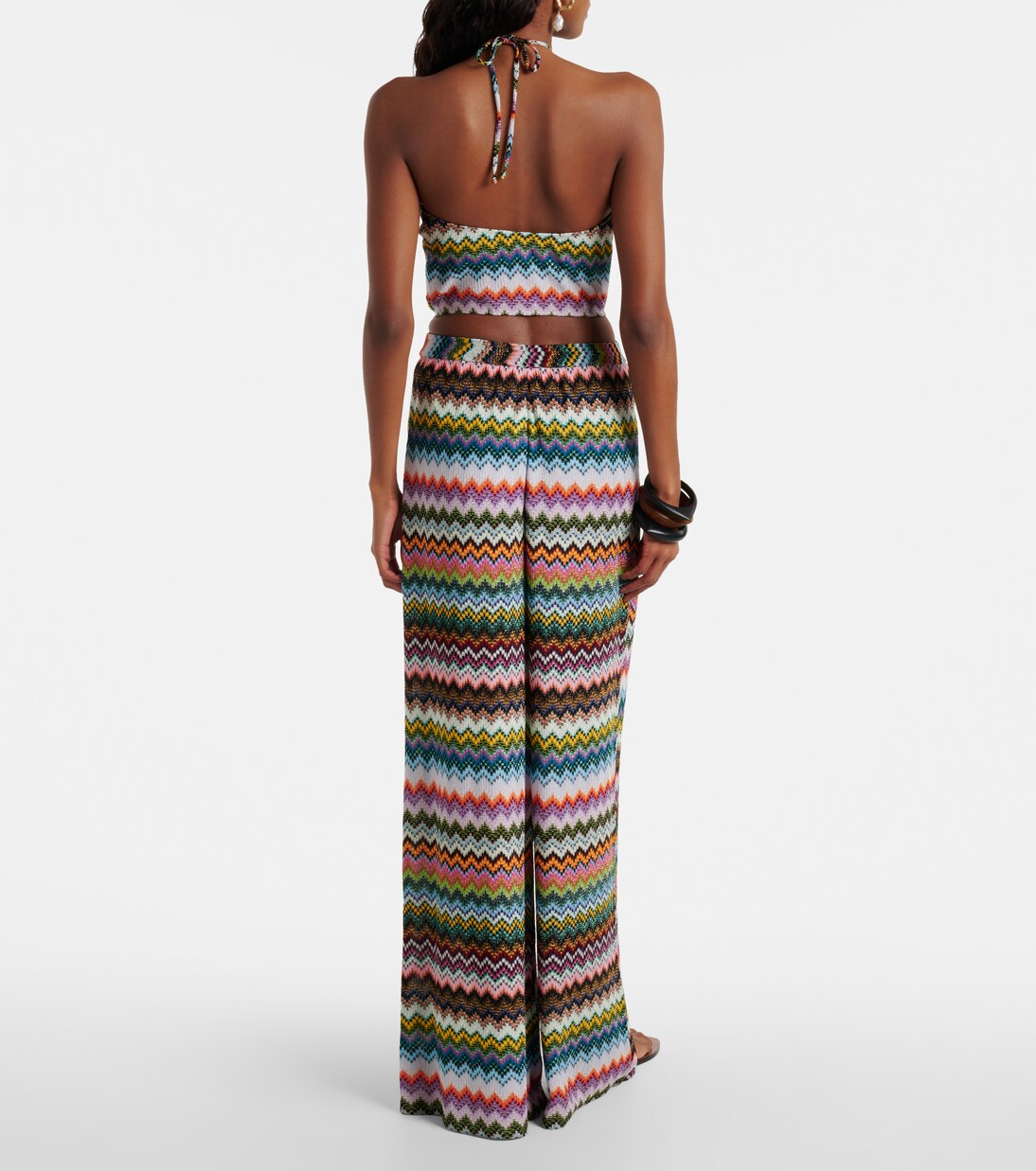 Zigzag lamé palazzo pants | Missoni