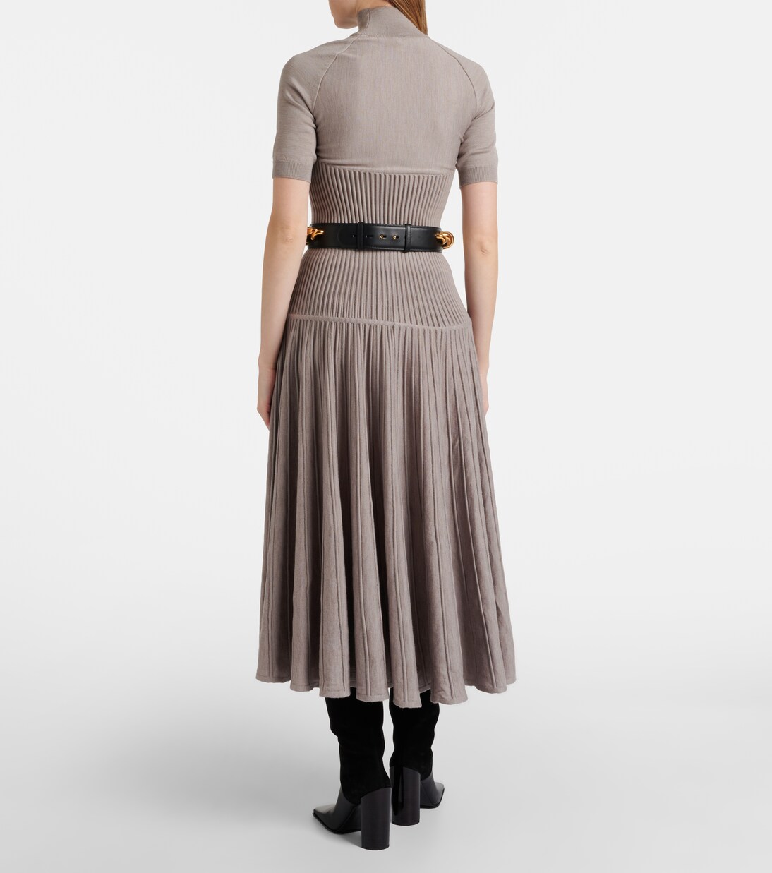 Pleated wool-blend midi skirt  | Alaïa