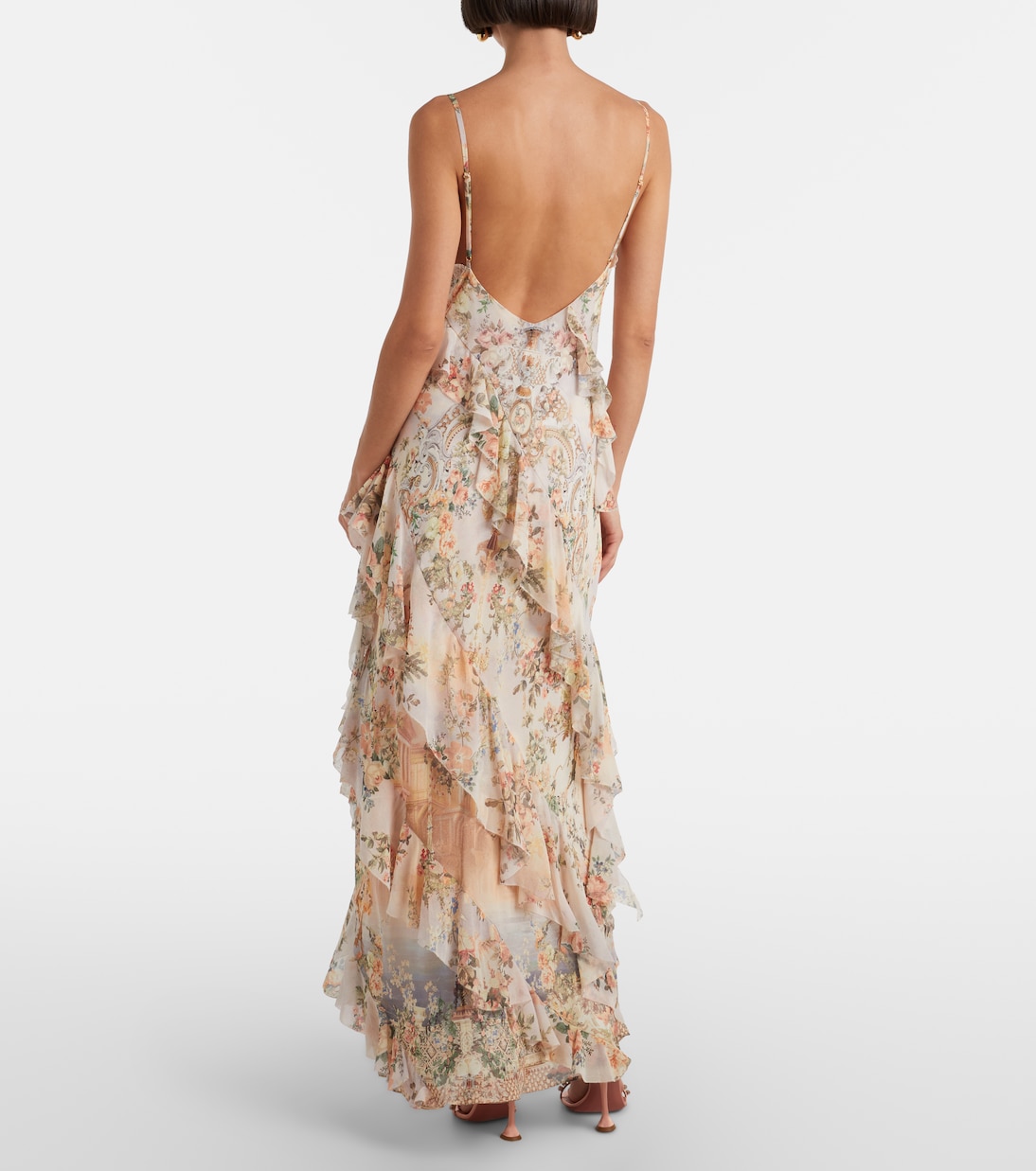Embellished floral ruffled silk maxi dress | Camilla