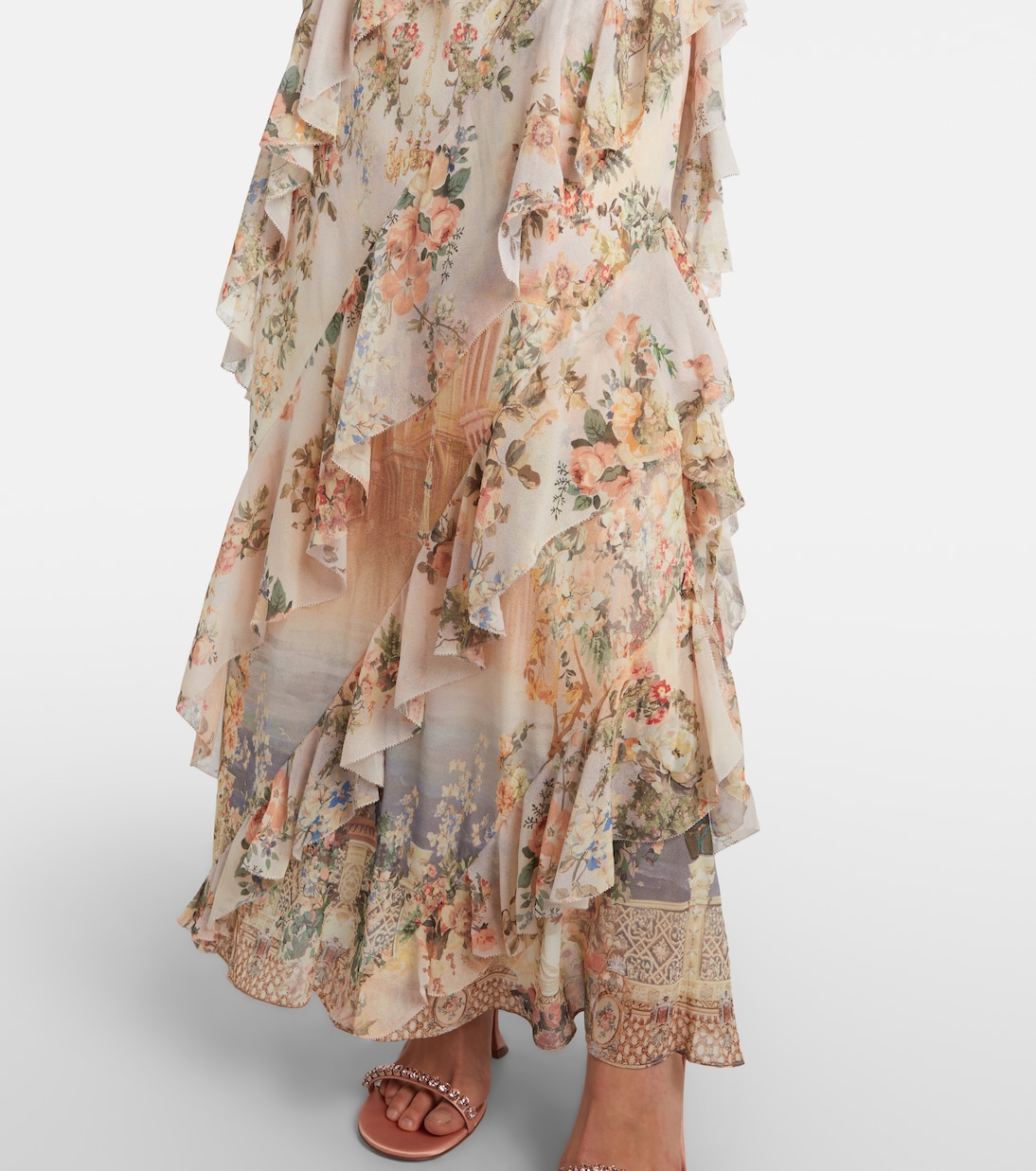 Embellished floral ruffled silk maxi dress | Camilla