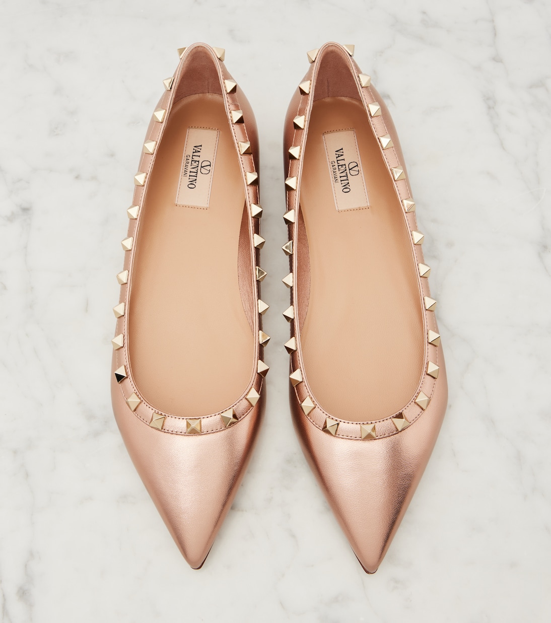 Bailarinas Rockstud de piel metalizada | Valentino Garavani