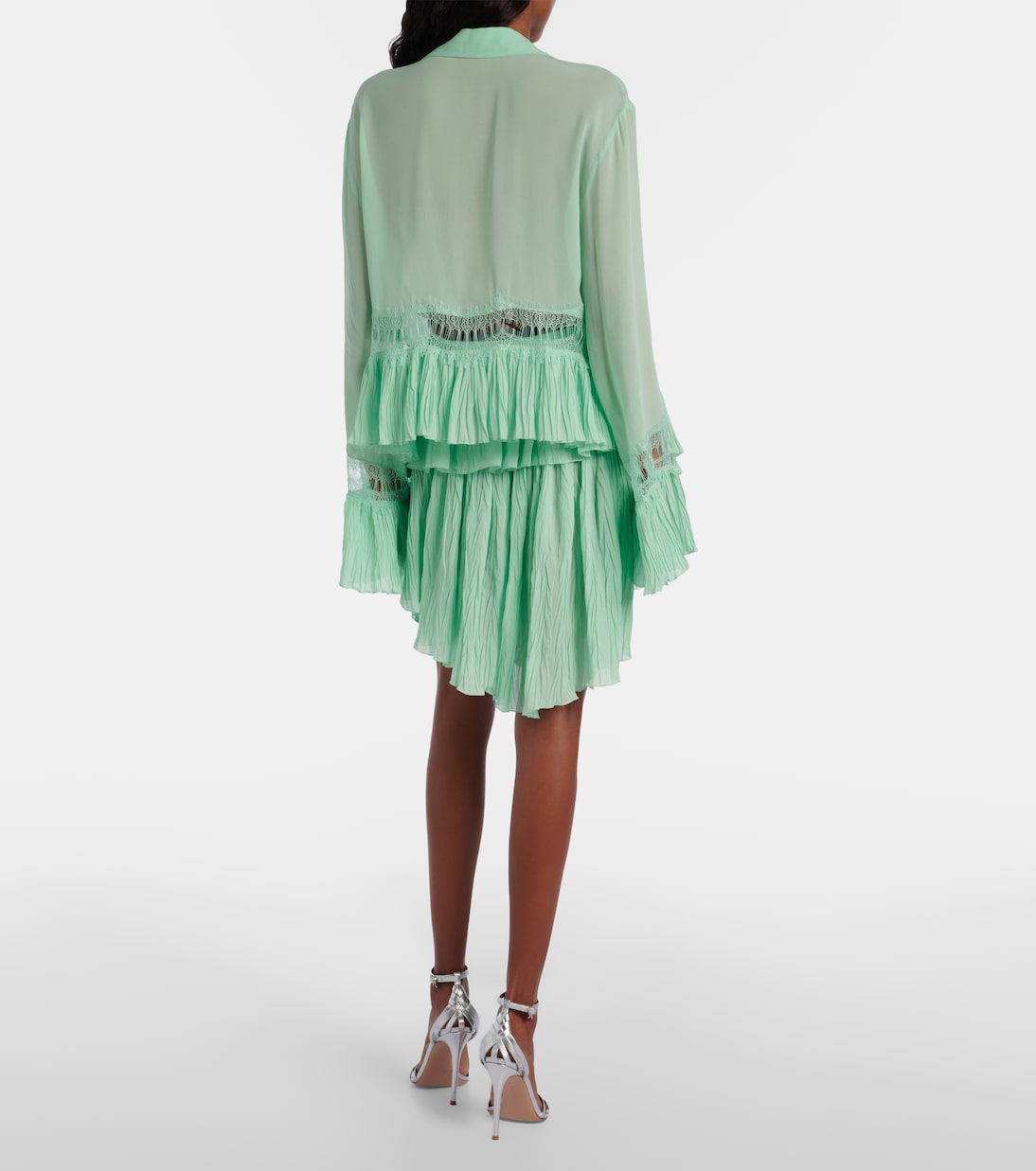 Plissé tiered georgette miniskirt | Blumarine