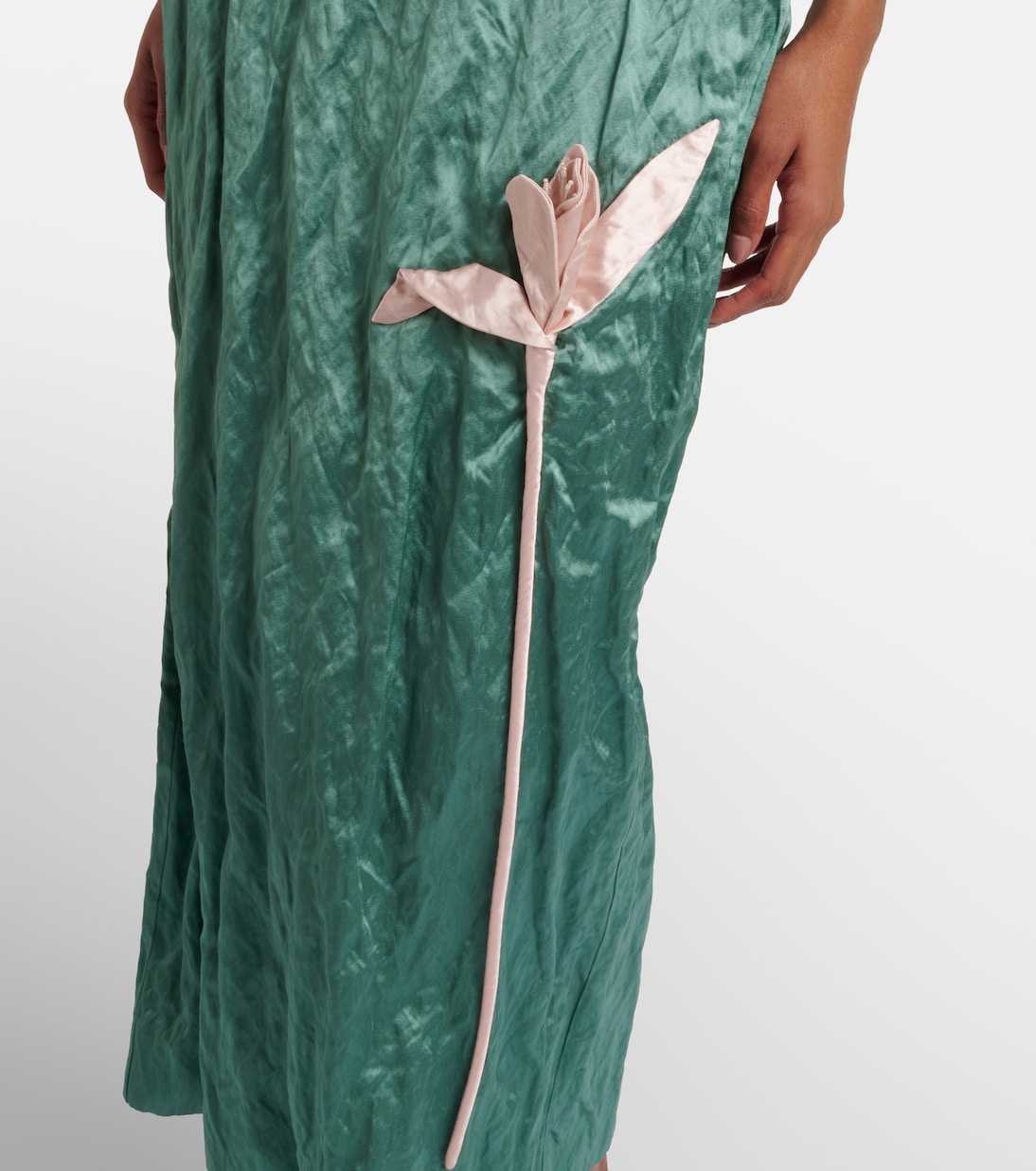 Floral-appliqué satin midi dress | Erdem