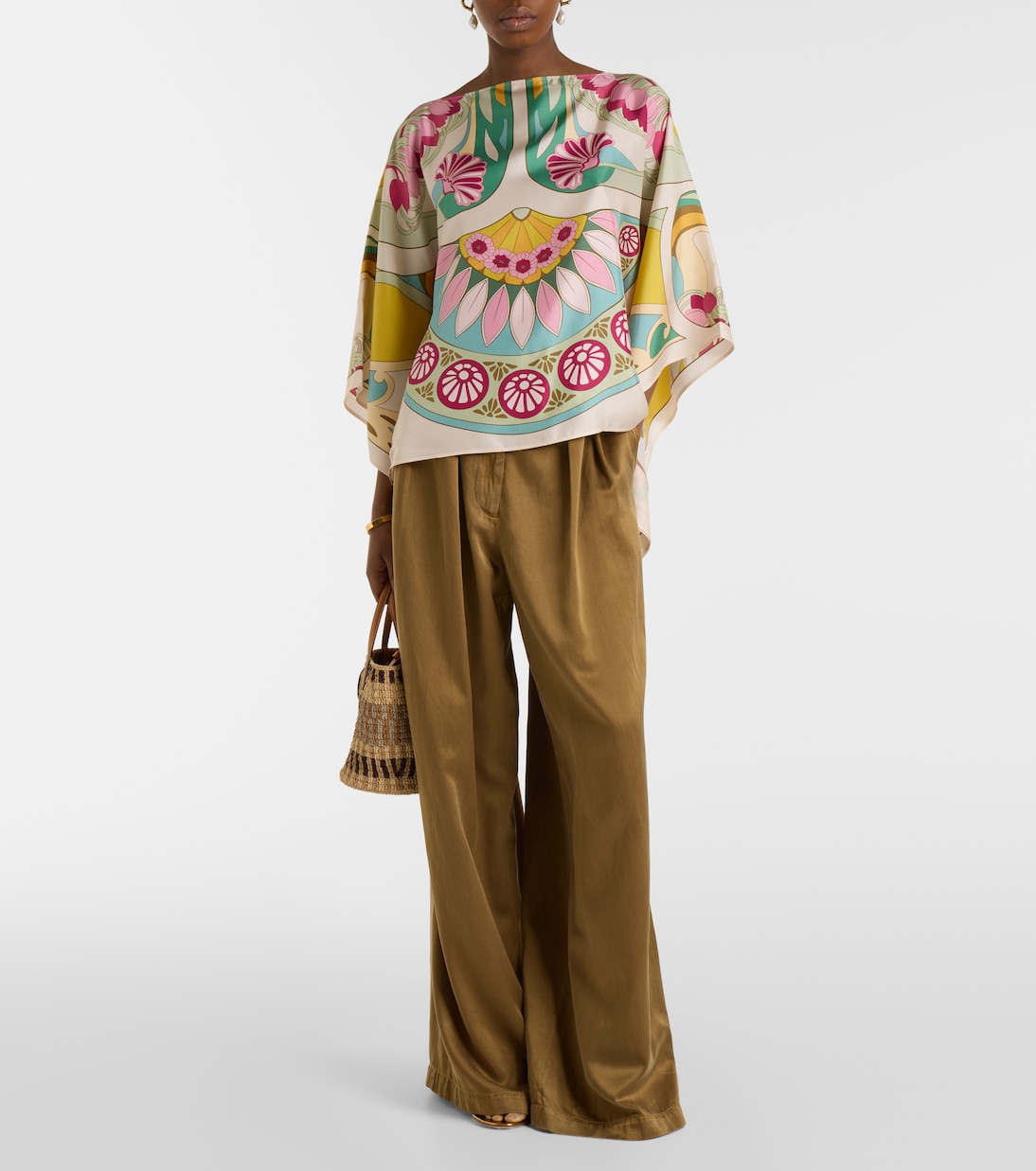 Top de sarga de seda estampado | La DoubleJ