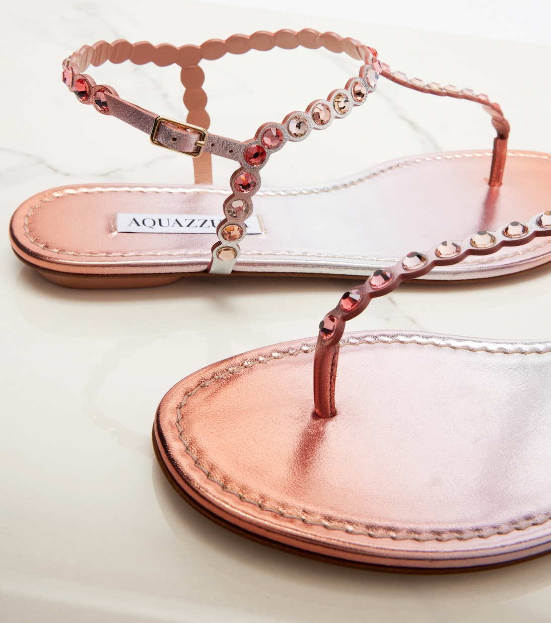 Tequila embellished leather thong sandals | Aquazzura