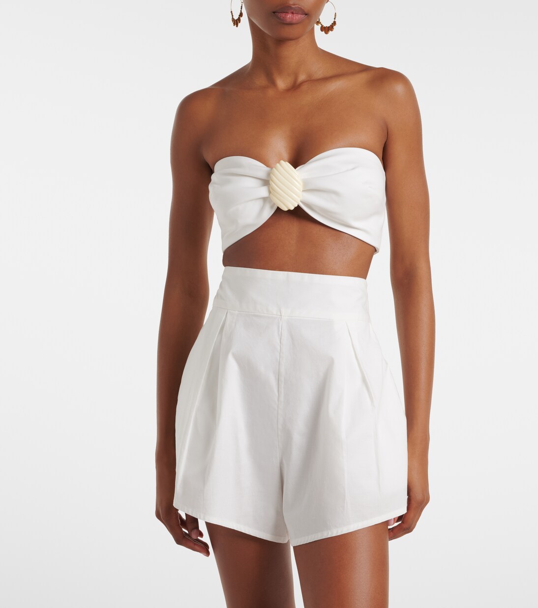 Embellished cotton-blend bandeau top | Adriana Degreas