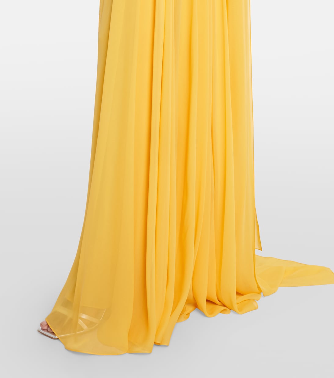 缀饰围巾细节真丝长礼服 | Elie Saab
