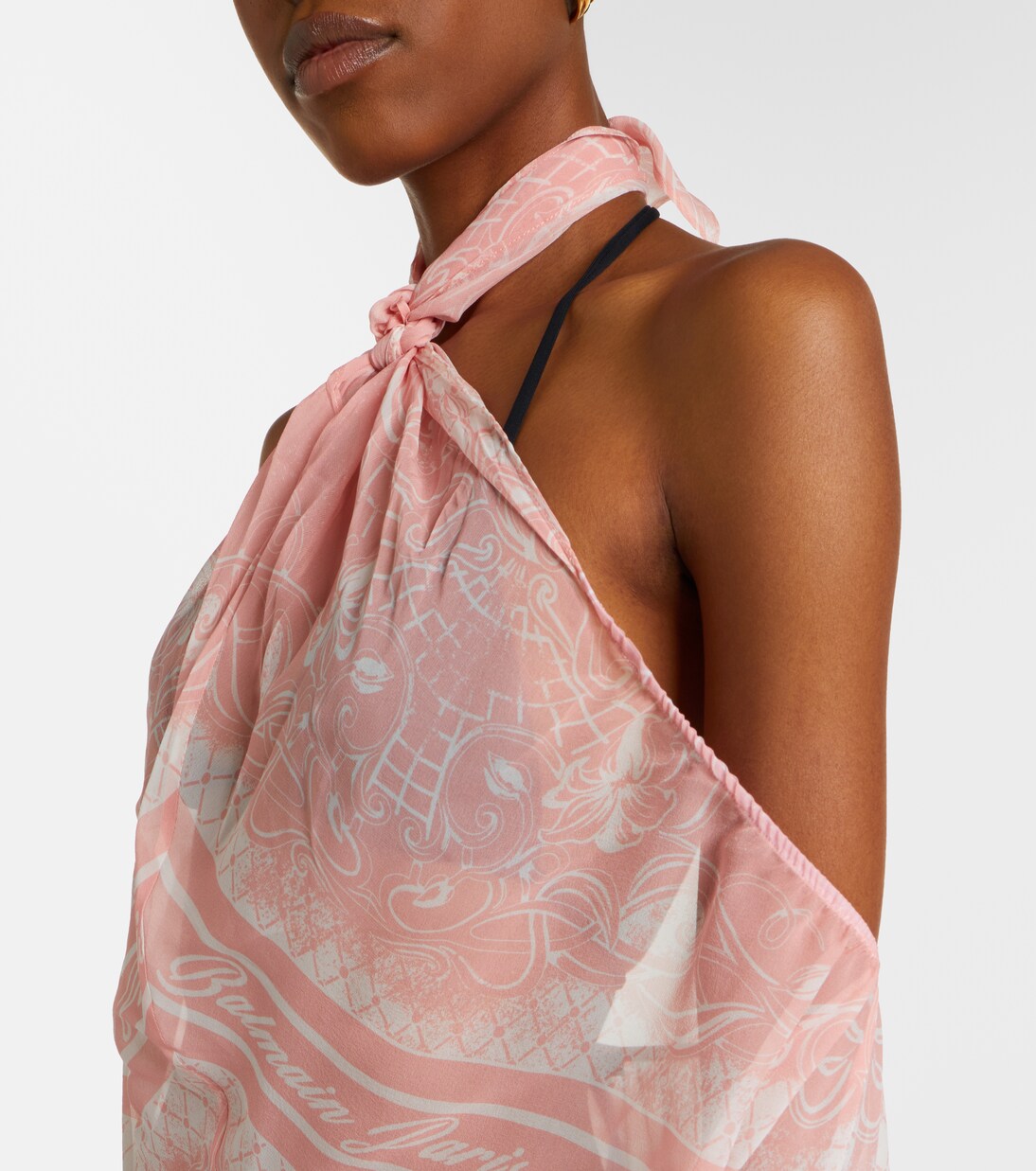 Robe midi en soie à imprimé | Balmain