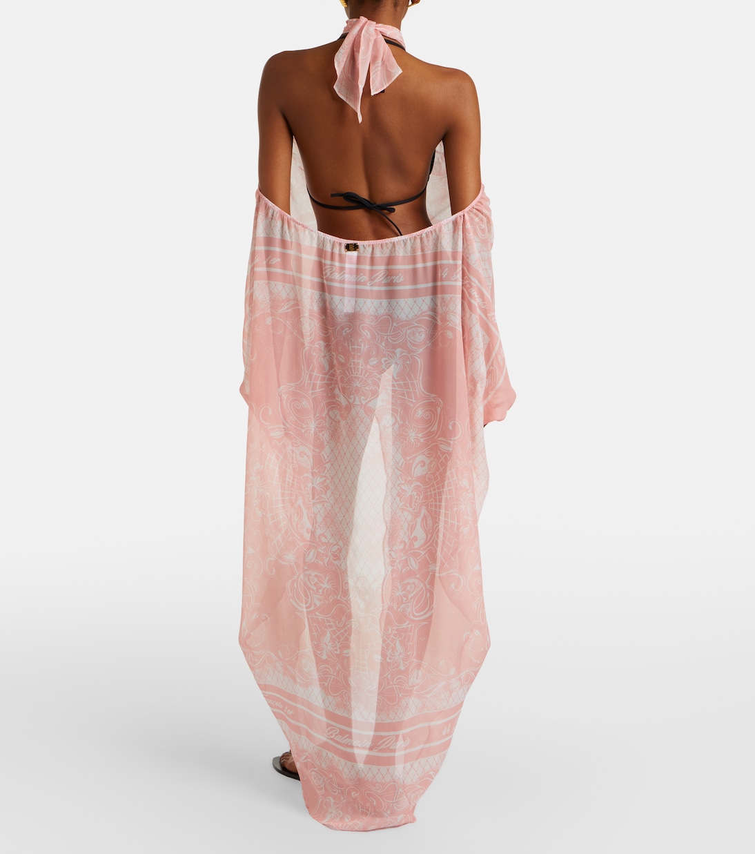 Robe midi en soie à imprimé | Balmain