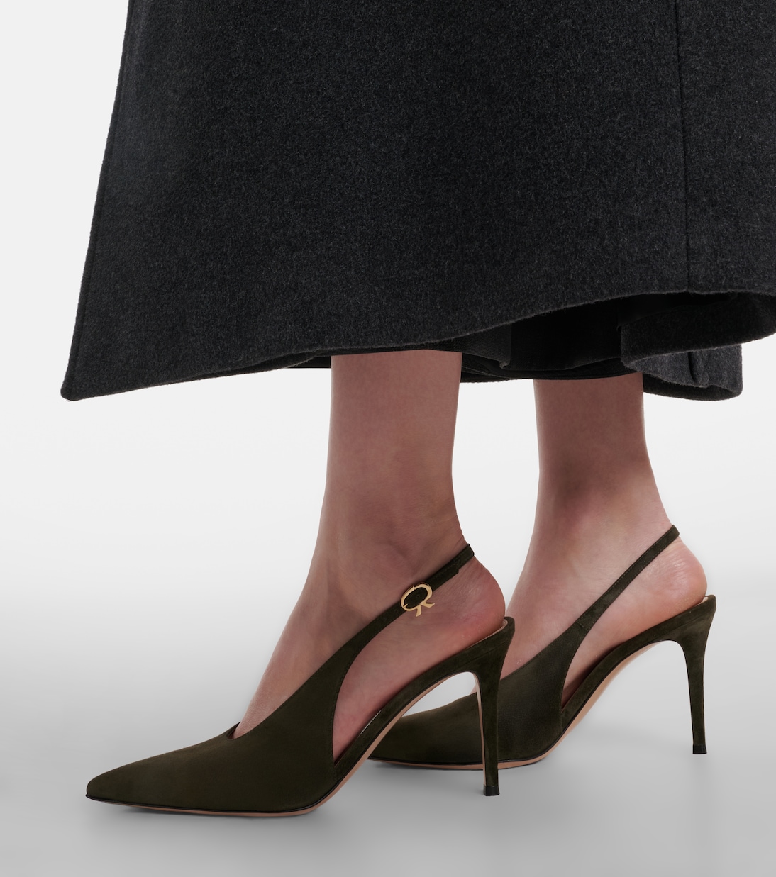 Robbie绒面革露跟高跟鞋 | Gianvito Rossi