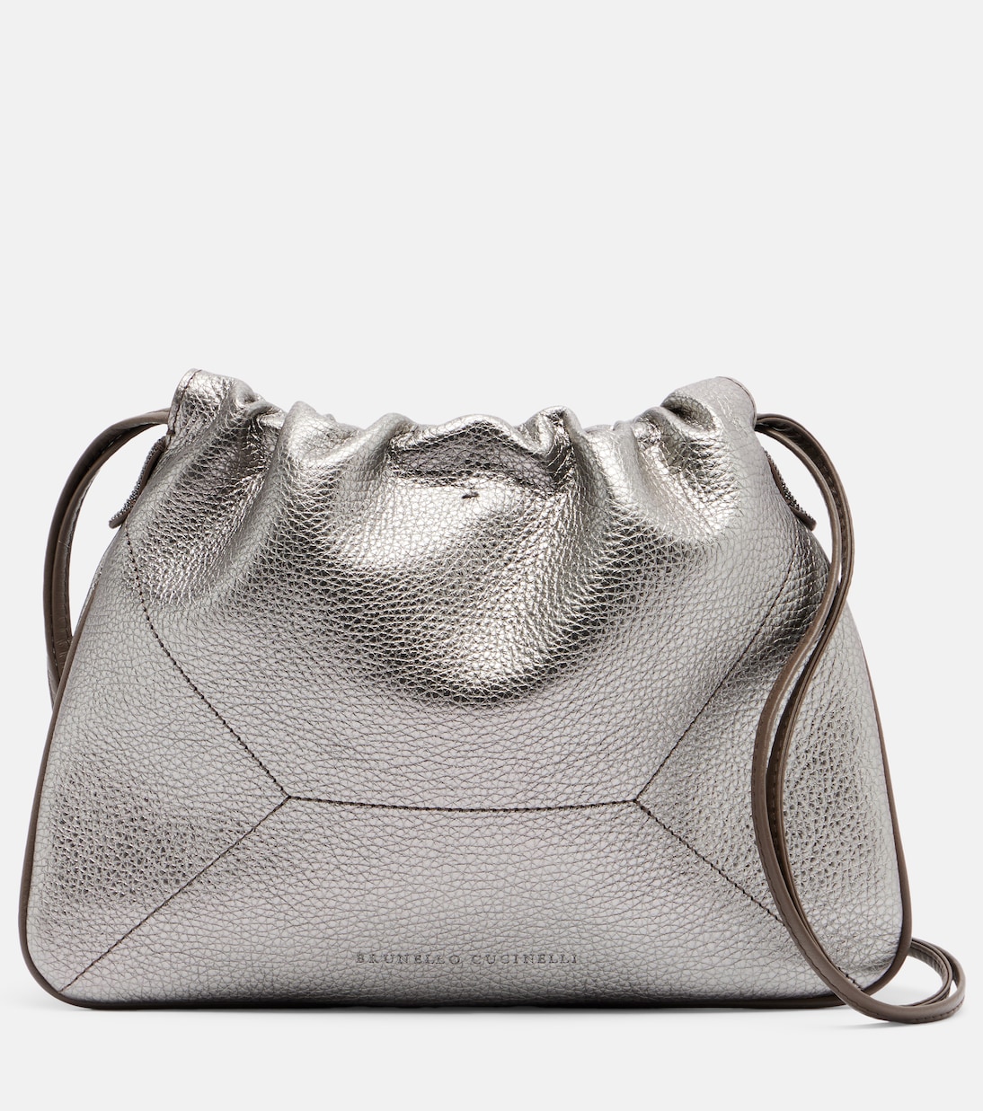 Monili Small metallic leather shoulder bag | Brunello Cucinelli