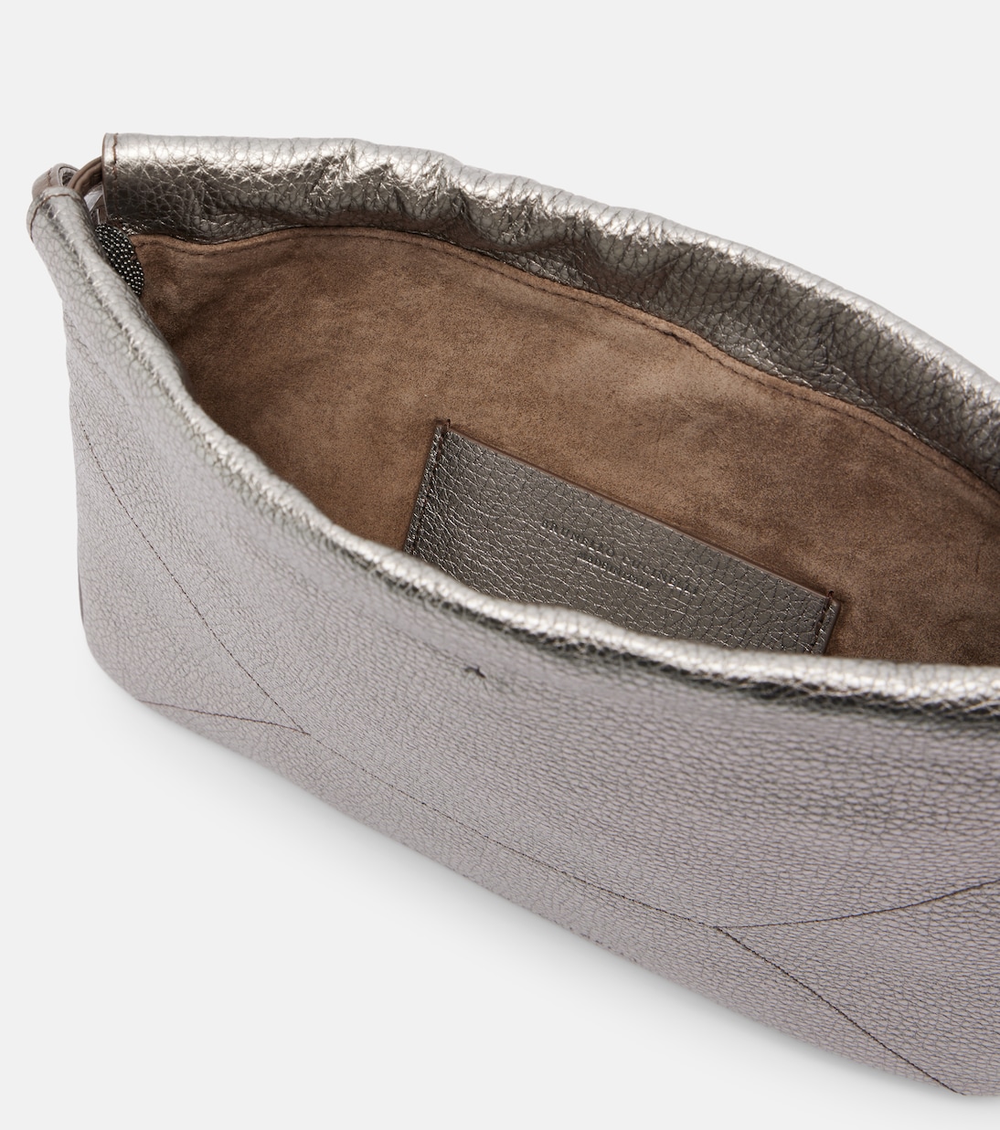 Monili Small metallic leather shoulder bag | Brunello Cucinelli