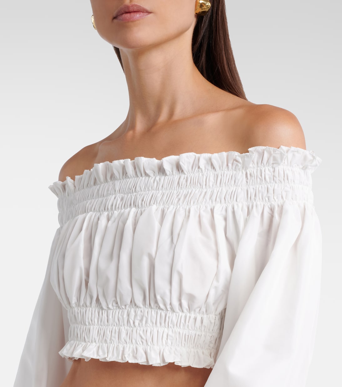 Shirred off-shoulder crop top | Norma Kamali