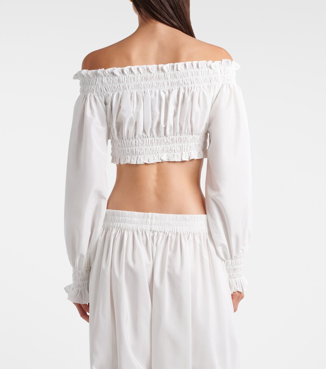 Shirred off-shoulder crop top | Norma Kamali