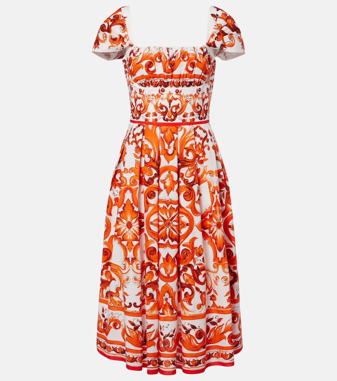 Majolica印花棉质府绸中长连衣裙 | Dolce&Gabbana