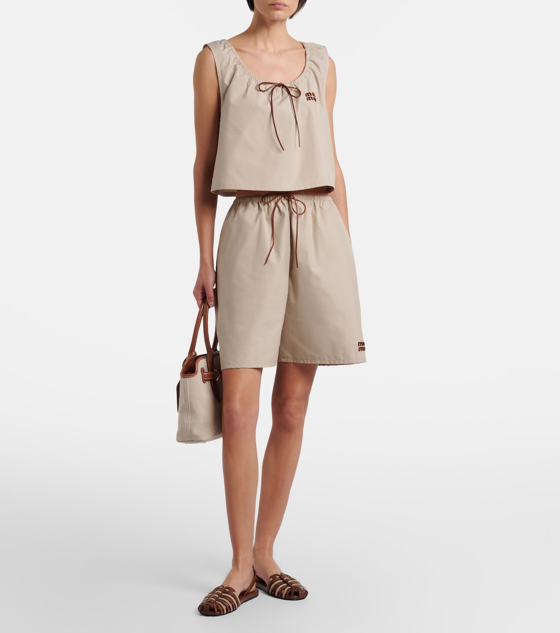 Cotton-blend Bermuda shorts | Miu Miu