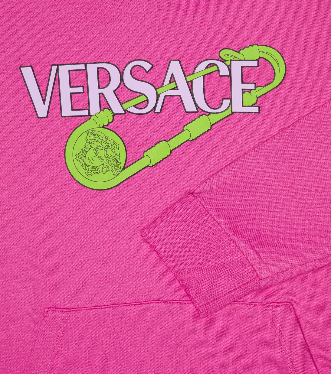 Sweat-shirt à capuche Safety Pin en coton | Versace Kids