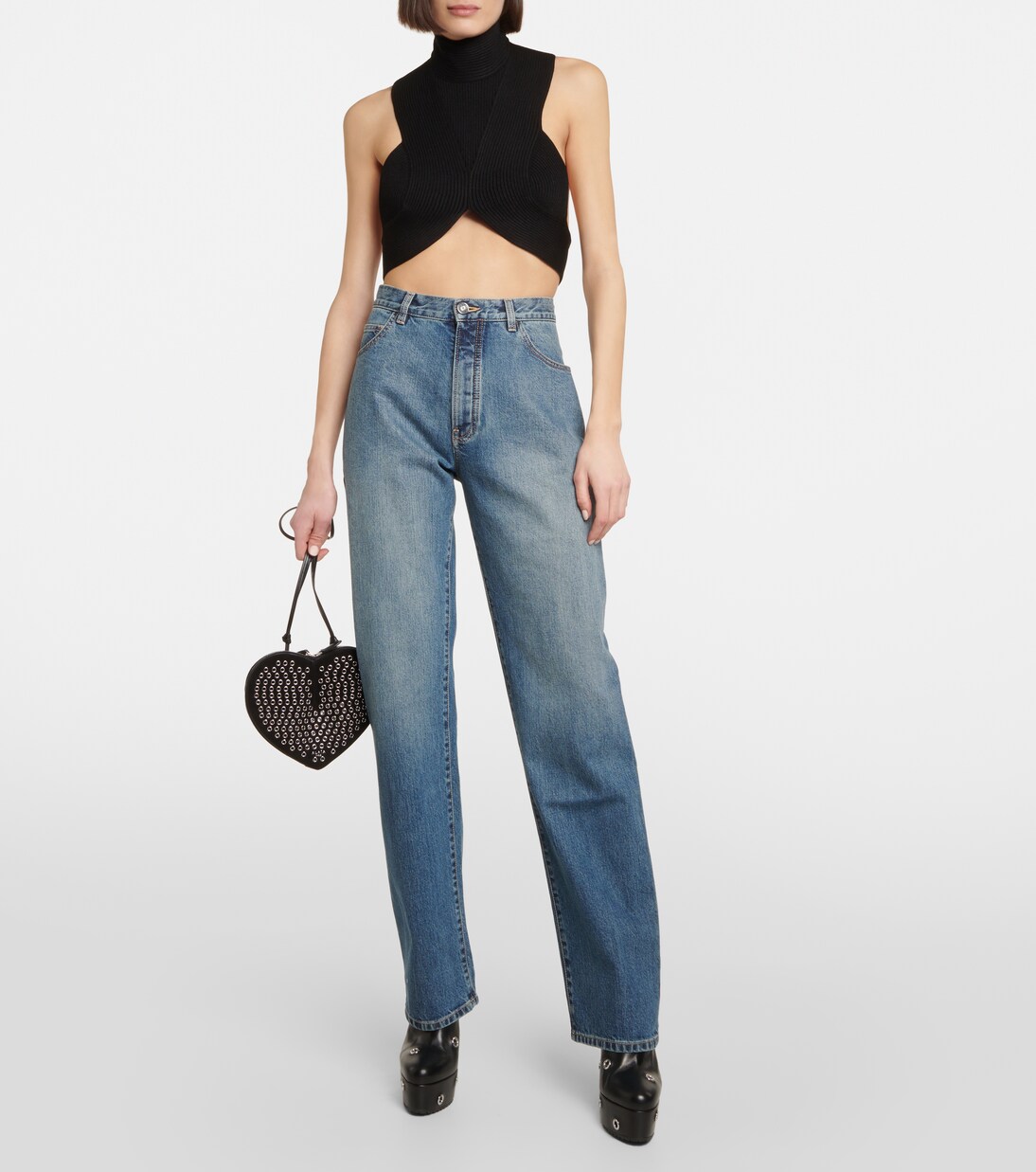 Ribbed-knit halterneck crop top | Alaïa