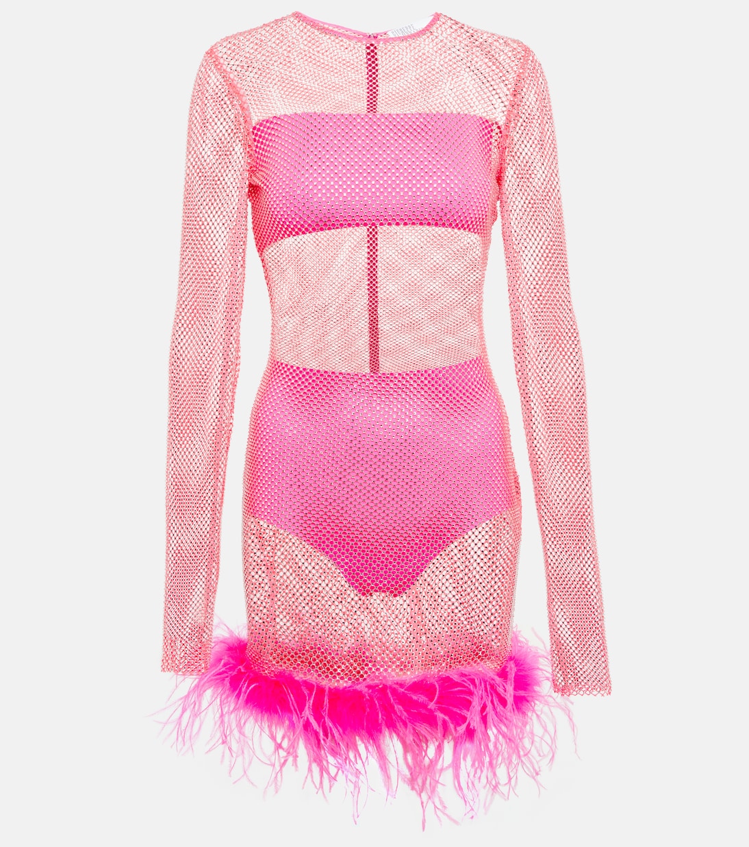Robe en résille à cristaux et plumes | Giuseppe di Morabito