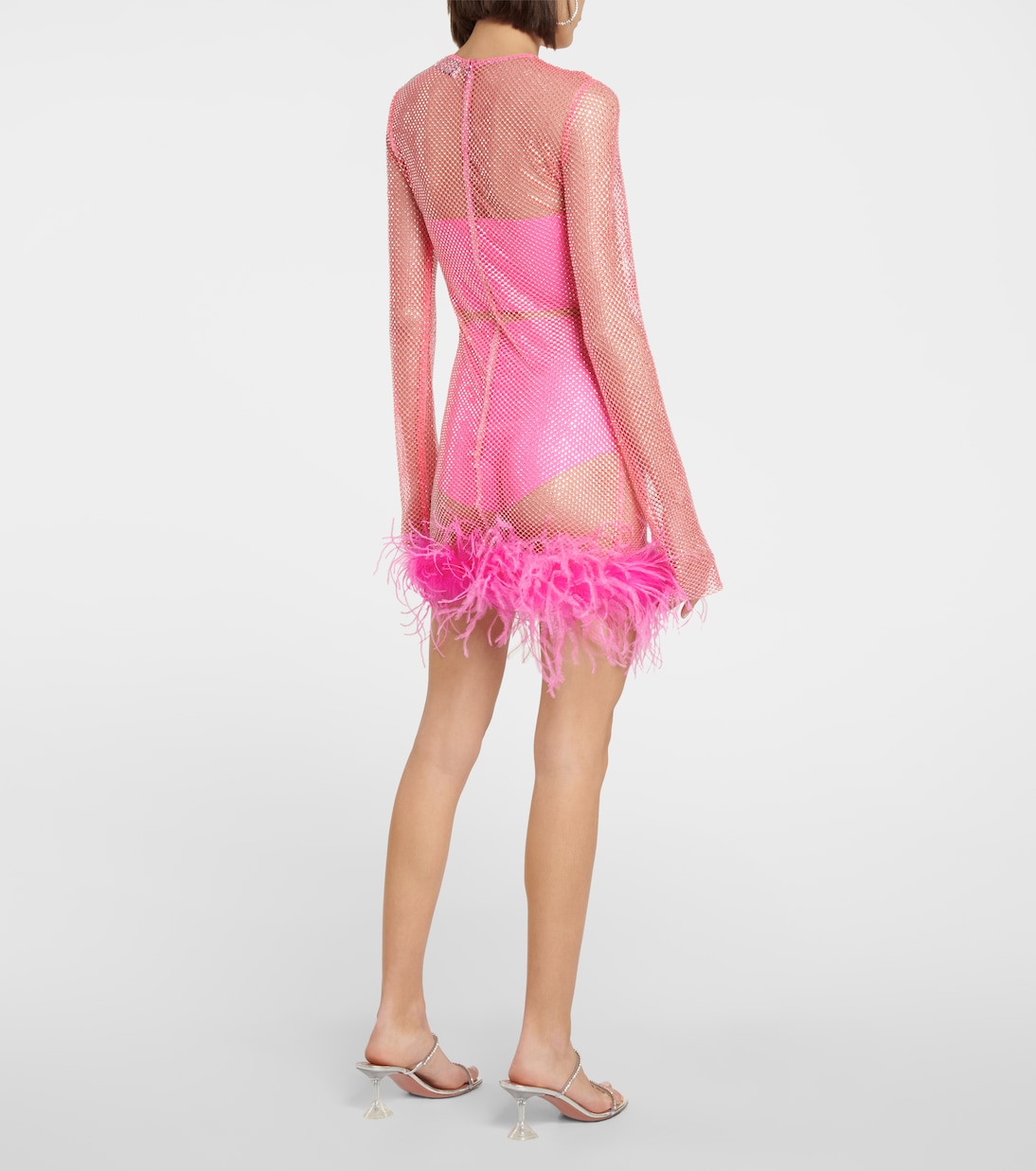 Robe en résille à cristaux et plumes | Giuseppe di Morabito