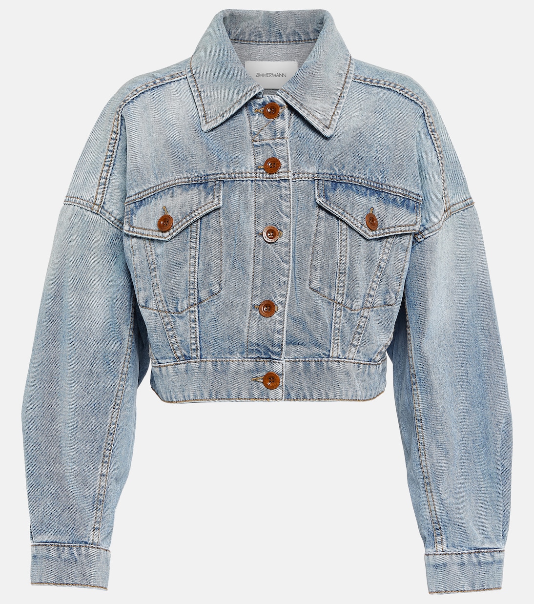 Chaqueta Raie cropped de denim | Zimmermann