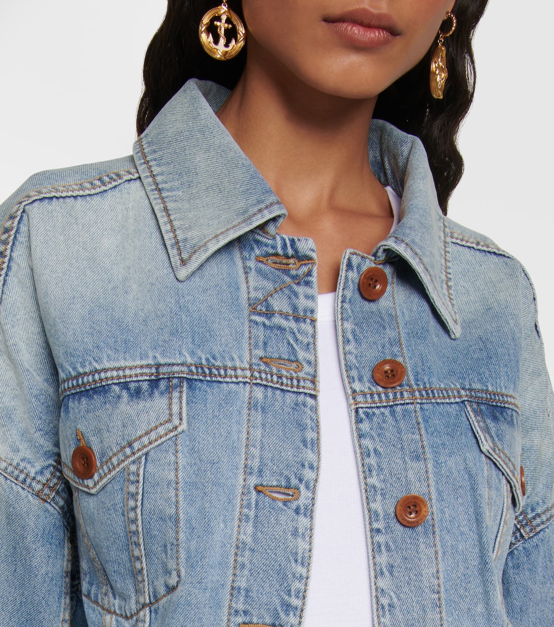 Chaqueta Raie cropped de denim | Zimmermann