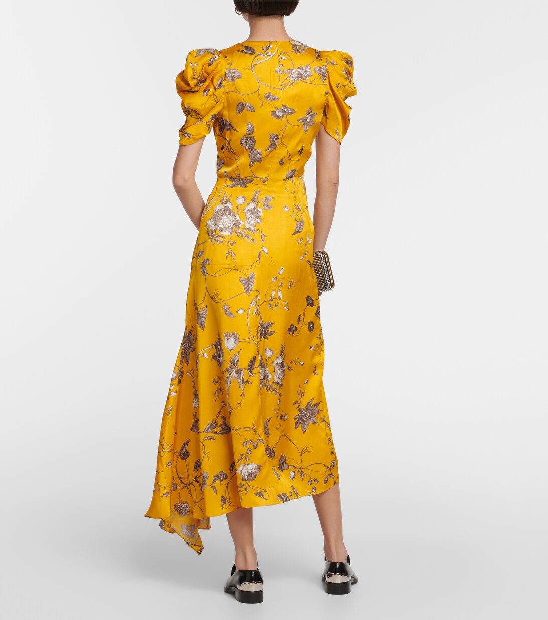 Robe midi en satin à fleurs | Erdem
