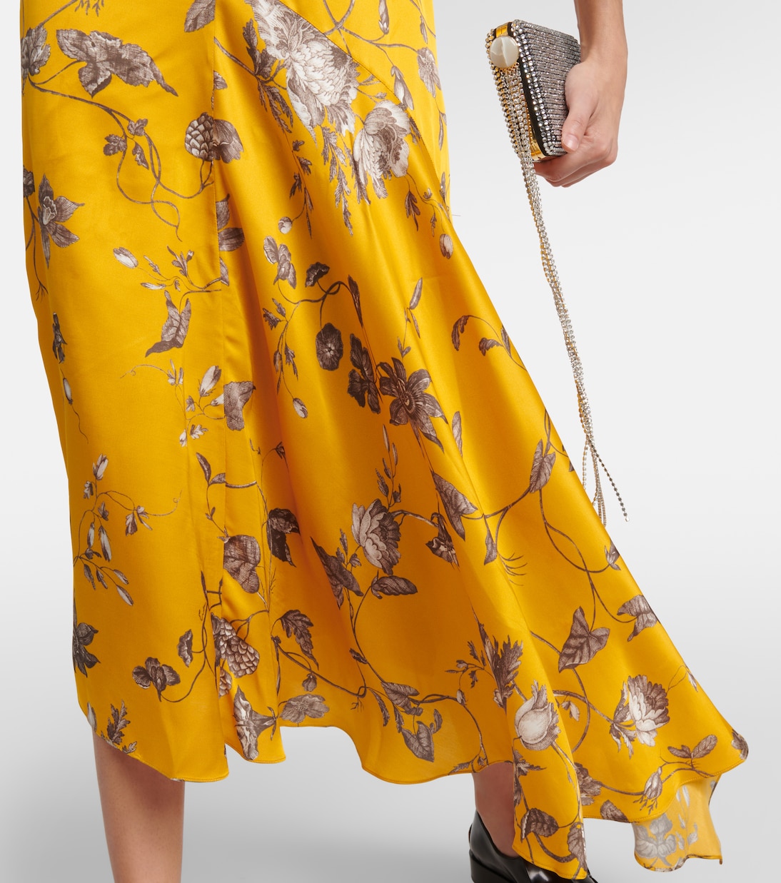 Robe midi en satin à fleurs | Erdem