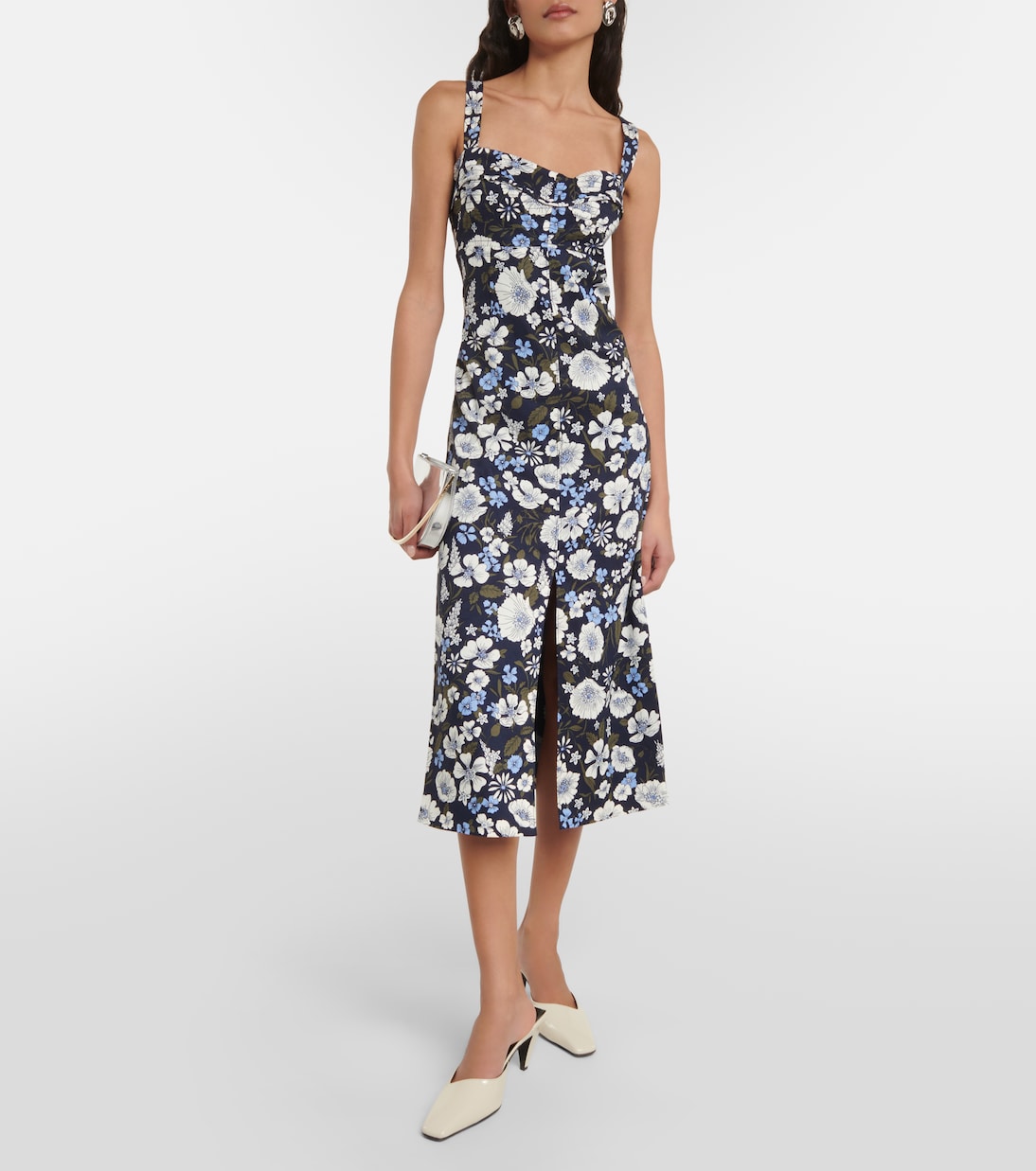 Colleen floral linen-blend midi dress | Veronica Beard