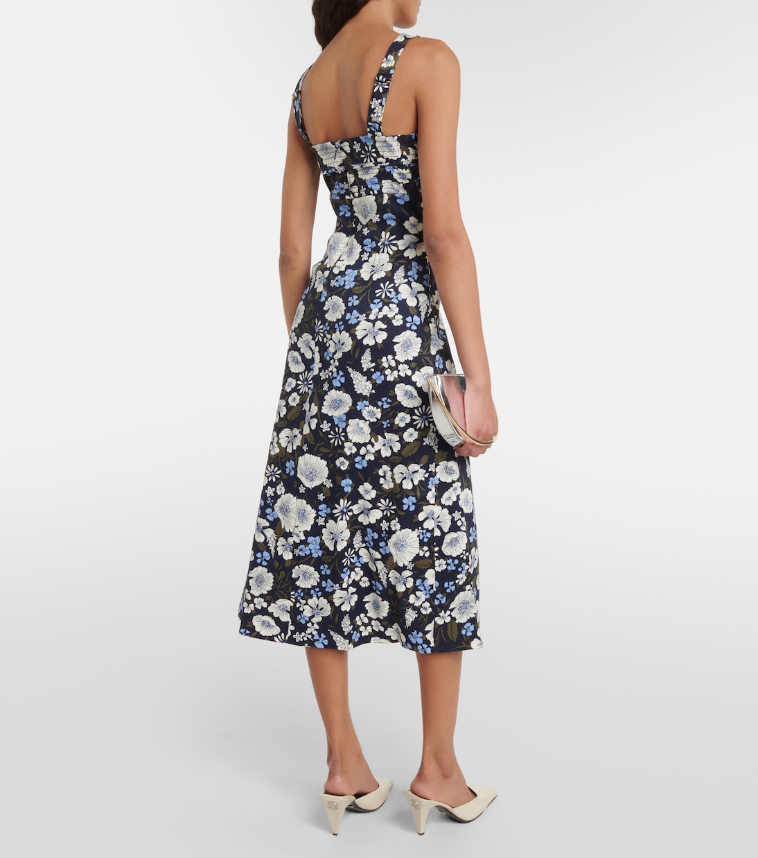 Colleen floral linen-blend midi dress | Veronica Beard
