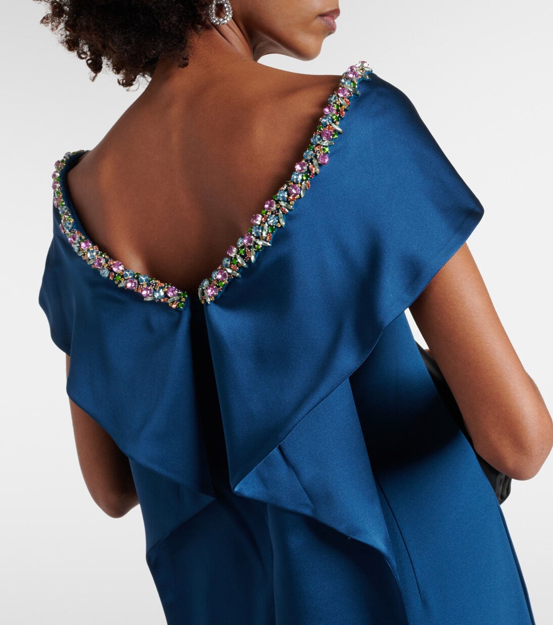 Robe longue Sallie en crêpe à ornements | Safiyaa