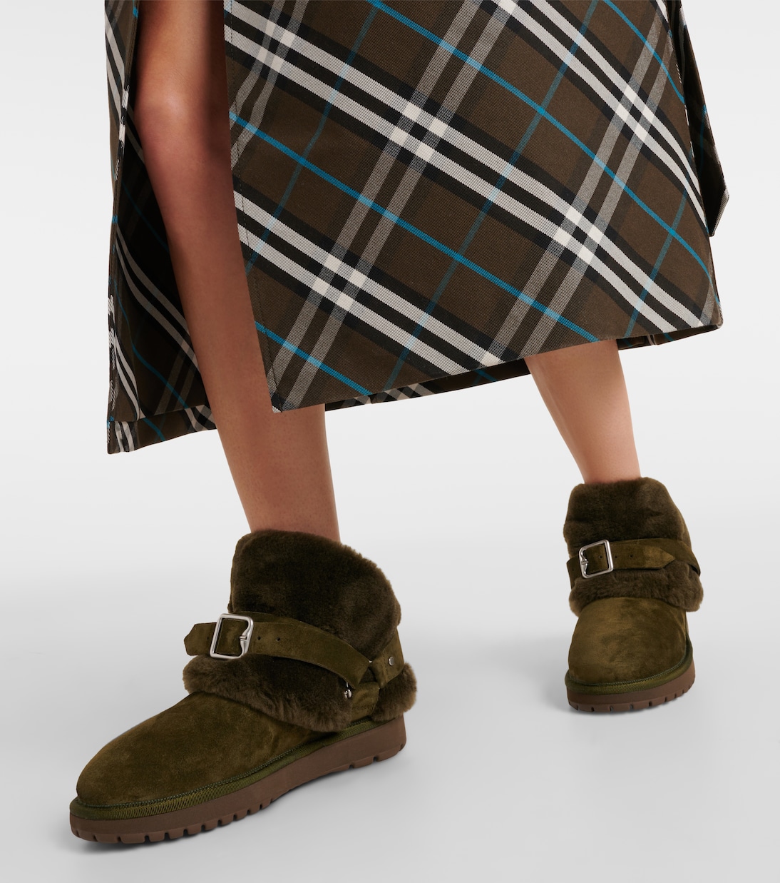 Ankle Boots aus Veloursleder mit Shearling | Burberry