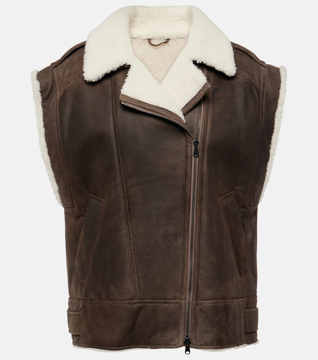 Shearling-lined leather vest | Brunello Cucinelli