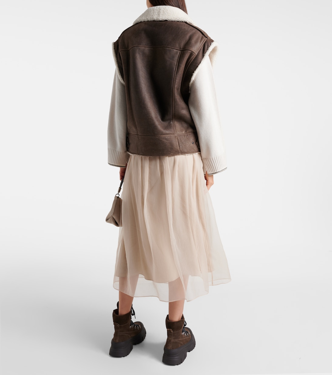 Shearling-lined leather vest | Brunello Cucinelli